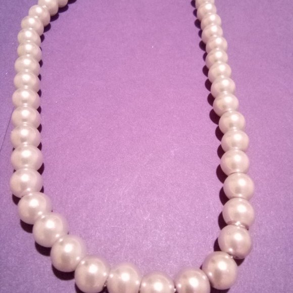 Hand Crafted Jewelry Hand Crafted Glass Faux Pearl Strand Necklace